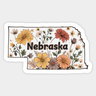 Nebraska Flowers Map Sticker